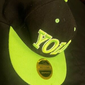 YOLO Black and Neon Green Snapback Hat